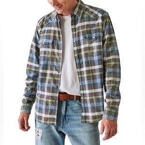 REI long sleeve button up top in green